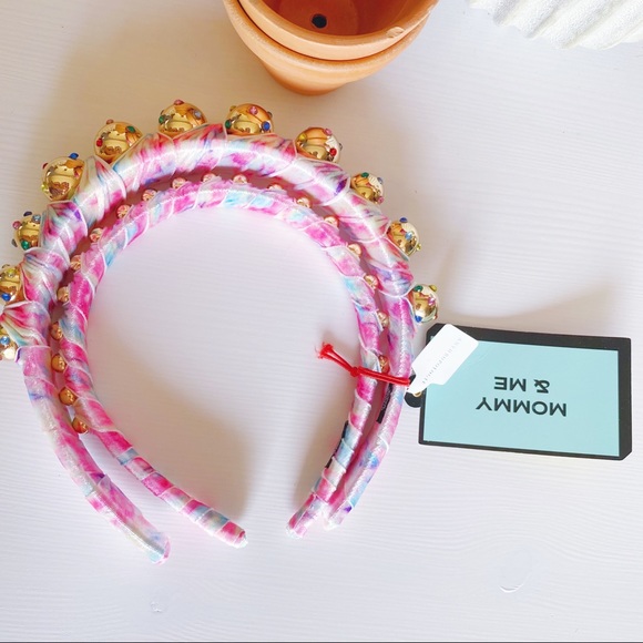 Anthropologie Super Smalls Embellished Headbands Set Mommy & Me Pink Gem Floral - Picture 12 of 16